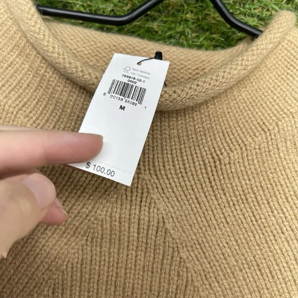 Banana Republic Wool Sweater Mens Medium Donegal Speckled Roll-Neck Beige NWT